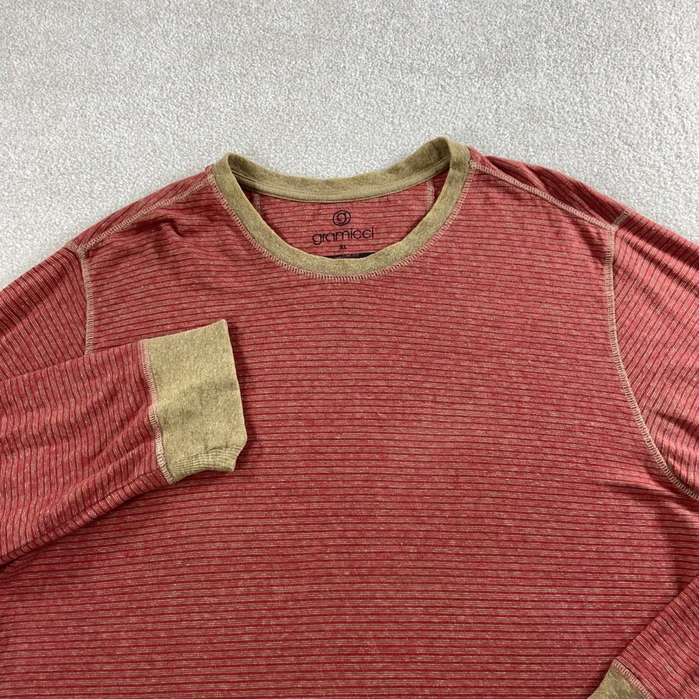 Gramicci Shirt Mens XL Red Striped Hemp Organic Cotton Long Sleeve NPT Tee
